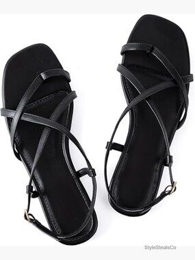 Strappy Flat Sandals - Slide Sandals - Minimalist - Cushioned - Adjustable